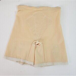 Vtg Marcus and Wiesen Long Leg Girdle w/ 4 Metal Garters Ivory L 29-30" Waist